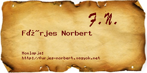 Fürjes Norbert névjegykártya